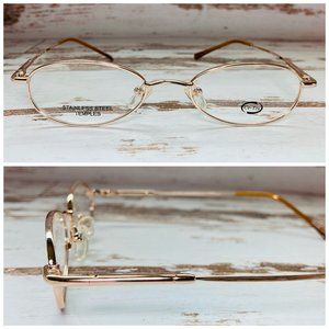 Ce-Tru Kids Golden Oval Eyeglasses Glasses Frames NWOT